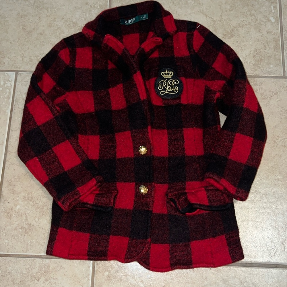 Ralph Lauren buffalo plaid blazer for girls Sz XL